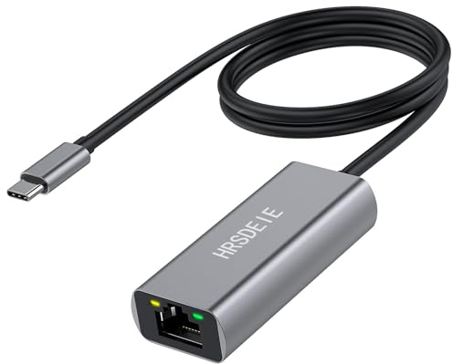 USB C to Ethernet Adapter 1000 Mbps, HRSDEIE Type-C (Thunderbolt 3) to RJ45 1Gbps Gigabit Ethernet LAN Network Adapter Compatible MacBook Pro/Air 2020, iPad Pro 2018 and Later, XPS, iPhone 15 Pro, PC