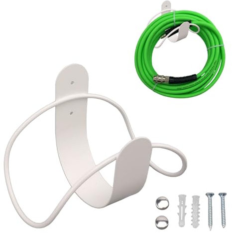 Tissting Soporte Manguera Jardin, Acero Inoxidable Soporte de Almacenamiento para Manguera de Jardín Pared Branco, Capacidad para Manguera de 30m Capacidad de Carga 5 KG 21,5 x 13,5 x 4.5 cm