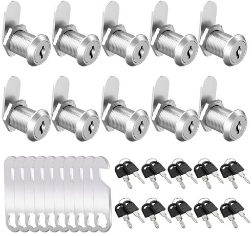 GBACHOOSE 10 cerraduras para buzón, 20 mm, para armarios con 2 placas de cerradura diferentes, cerradura para muebles, cerradura para armario con llave, cerradura de buzón para puertas de armarios,