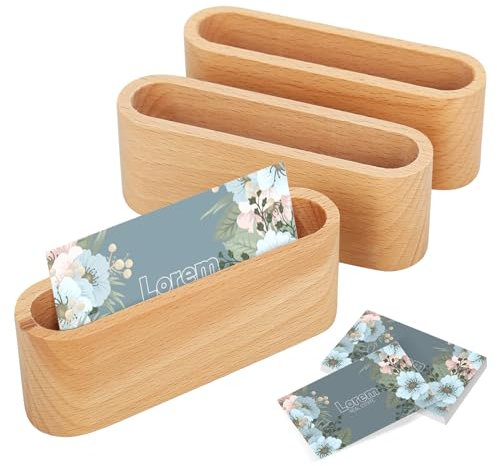 Kreative Hölzerne Visitenkartenhalter, 3Pcs Visitenkartenhalter Holz, Visitenkartenständer aus Holz, Hochstabil Visitenkartenständer, Visitenkartenhalter für Ausstellung, Messe, Empfang, Büro