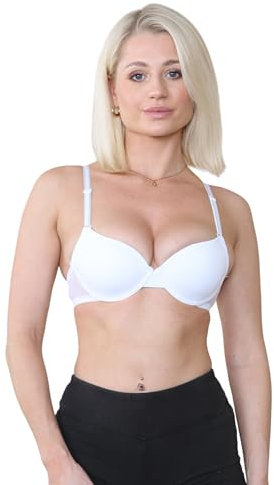 click2style Seamless & Moulded Smooth Cups Padded Underwire T Shirt Bra Look Fuller and Firm Great Support Everyday Wear (UK, Cup & Band, 36, B, White)