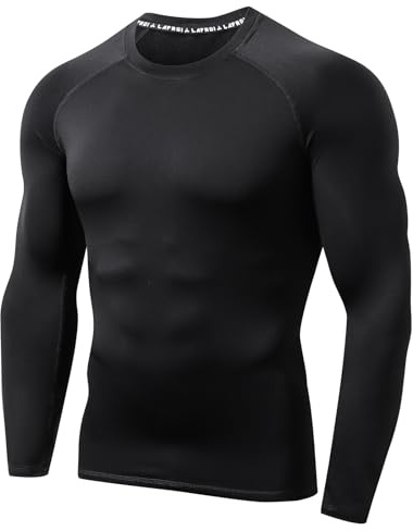 LAFROI Maglia Termico Protettiva da Uomo, a Maniche Lunghe, a compressione-MJSY01C Black Size LG