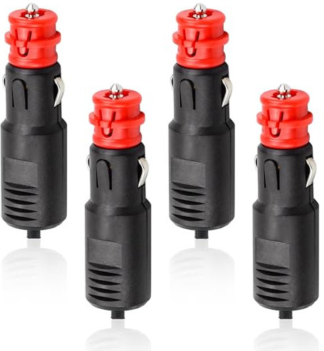 OMIGA Spina Accendisigari 4 Pezzi Accendisigari 12v Auto Con Fusibile 8A Presa Accendisigari Maschio 12v Adatto Per per Auto da Accendisigari Come Accendini per Veicoli