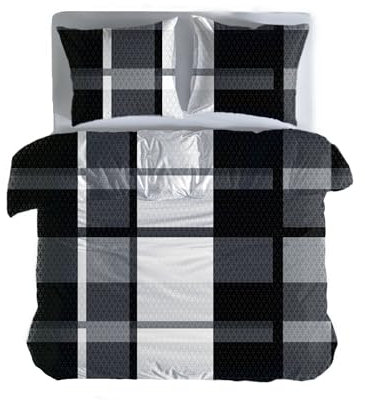 Leonado Vicenti Bettwäsche Winter 155x220 4 teilig Warm flauschig weich Fleece Kissenbezug 80x80 Thermo Schwarz Anthrazit