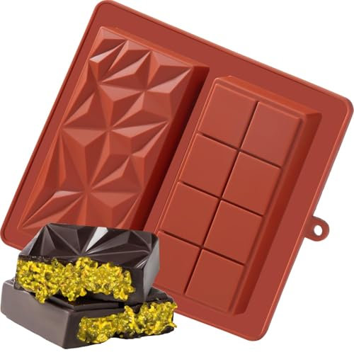 Stampo per cioccolato 2 in 1,Stampo per profondo cioccolato Dubai in silicone,profondità stampo antiaderente per barretta di cioccolato,Riutilizzabile Stampo,per DIY barrette di cioccolato,praline