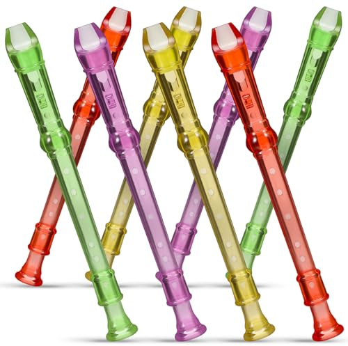 Toyvian 8 piezas de plástico flautas instrumento musical 6 agujeros clarinete niños grabadora instrumento pequeño flautas principiantes mini flautas silbato grabadora para niños principiantes
