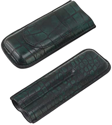 WPKD BLUEIY Cigarrfodral med 2 finger, vattentät, bärbar, konstläder, cigarrlåda för män, kontor, cigarrhållare, kompakt design, 16,5 x 8,9 x 3,8 cm