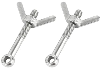 M6 x 60mm Stainless Steel Eye Bolt with Wing Nut, Union Bolt and Butterfly Nut Set for DIY Tools, 2 Sets