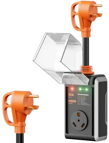 CRTBETLIF - Protector de sobretensiones para RV de 30 amperios, 2026 actualizado 13000J Analizador de circuito RV Protección contra sobretensiones con cubierta impermeable, adaptador eléctrico de