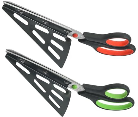 KOCKSHION Forbici per Pizza e Maneggiare 2 Pezzi in Acciaio Inossidabile con Lama Staccabile e Pala Integrata, Multifunzionali, Facili da Pulire per Serate Pizza