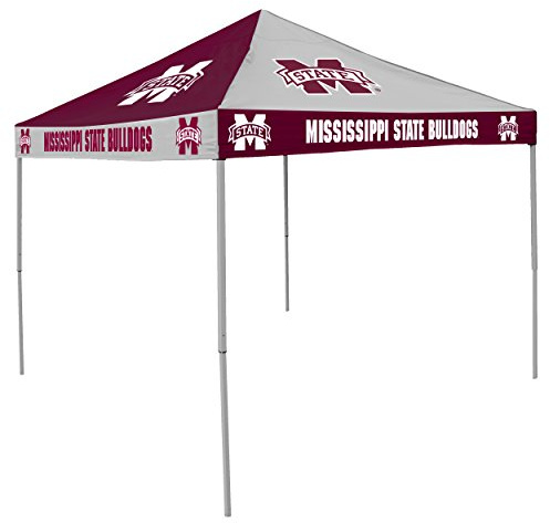 Logo Brands NCAA Mississippi State Bulldogs Checkerboard Canopy Tailgate Tent - 9' x 9', Vented Roof, Adjustable Height, Wheeled Carrying Bag, Powder Coated Steel