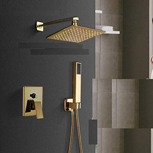 STEDMNY Duschsystem Gold Wandhalterung Badezimmer Regen Wasserfall Duscharmaturen Set Unterputz Duschsystem Badewanne Dusche Mischbatterie Wasserhahn