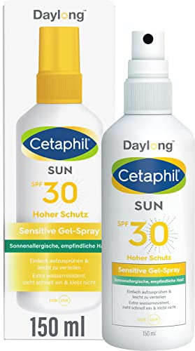 CETAPHIL SUN Sensitive Gel-Spray SPF 30, 150ml, Sonnenschutz für Sportler und bei sonnenallergischer, empfindlicher Haut, Einfach aufzusprühen, leicht zu verteilen und klebt nicht, Ohne Duftstoffe