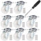 JIZZU 8Pcs Swivel Castor Wheels, 40mm PU Rubber Heavy Duty Caster Wheels for Furniture, Trolley Wheel with Double Ball Bearings Swivel Head, Equipped with 32 Screws & 1 Screwdriver