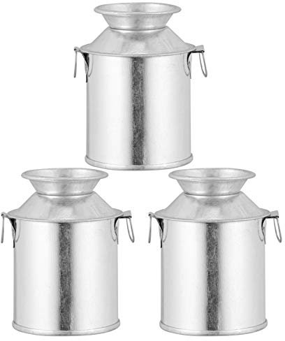 HOMSFOU Vintage Decor 3pcs Shabby Chic Milk Can Jug Galvanized Finish Milk Can Vase Rustic Milk Jug Metal Flower Vase Decorative Flower Holder Table Centerpieces Desk Topper