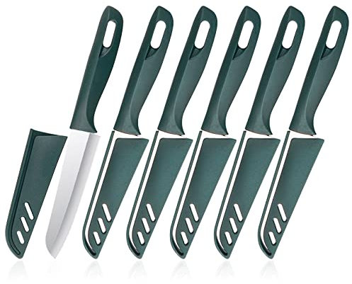 Coltello Da Frutta, Set Di Coltelli Da Frutta Affilati E Resistenti, Aspetto Verde Scuro, Con Fodero, Coltelli Da Frutta Piccoli è Adatto Per La Maggior Parte Delle Verdure, Frutta (6 Pezzi)
