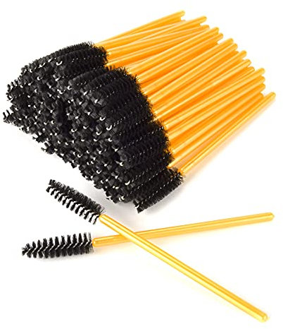AIYONG 100 Stück Einweg Wimpernbürste, Wimpernbürstchen Wimpern-Applikator Bürste für Mascara, Wimpernverlängerung,Einweg Wimpernbürste Augenbrauenbürstchen,Augen Make Up Tools (Gold)