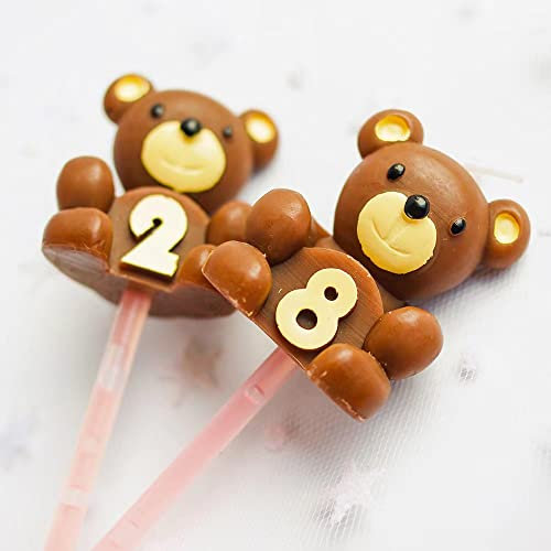 Geburtstagskerze Nummer 2 Zahlenkerze 2 3D Bear Form Deko für Torte Kuchen Geburtstag Feier Zahl 2 Tortendeko Geburtstag Kuchendeko für Partys Hochzeiten Firmenfeiern Jubiläen