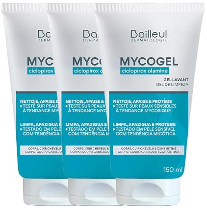 MYCOGEL Bailleul Rengöringsgel för känslig hud med mykotisk tendens Rengör, lugnar och skyddar Kropp och intimt område 94 % ingredienser av naturligt ursprung 3 x 150 ml