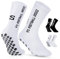 Grip Socken Fussball 2 paar Fussball Socken Herren Unisex Socks | Anti-Rutsch-Design | Universal-Maßstab 39-46 | 75% Baumwolle | Stutzen Fußball Socken Kinder, Fussballsocken Männer, Weiß+Schwarz