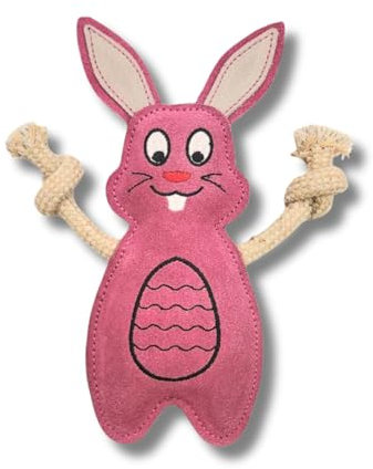 ChronoBalance Häschen Nachhaltiges Hundespielzeug aus Leder und Jute mit Kokosfaser-Füllung – Donut, Elefant, Hähnchen, EIS – Umweltfreundlich, Langlebig, Zahnpflege, Sichere Naturmaterialien