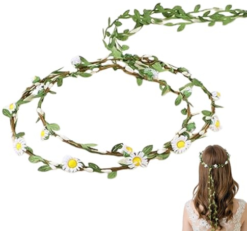 BIKPRST Corona De Flores Hjyhyn (2 Paquetes), Corona De Flores Bohemias, Corona Floral Artificial, Corona De Novia Para Boda, Ceremonia, Fiesta, Festival
