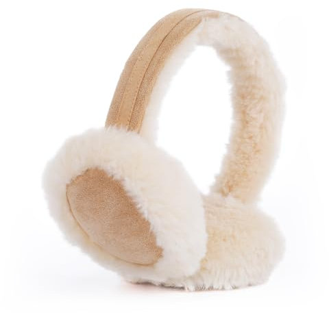 GNEGNI LIFE Winter Earmuffs for Women Fax Fur Fluffy Plush Earmuff Warm Earwarmer Furry Ear Covers for Skiing Skating Hiking (Light Maroon)