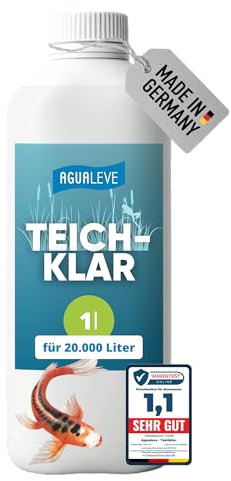AGUALEVE® Teichklar 1l *NEU* | Macht grünes Teichwasser Wieder klar Dank innovativer Kristallklar-2.0-Formel | für Fisch-, Garten- & Schwimmteiche | Qualität Made in Germany | für 20.000l Teichwasser