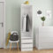 Myheimly Kleiderschrank, Garderobenschrank mit Stauraum, Hochschrank für Schlafzimmer, Flurschrank Dielenschrank, Modern Hochglanz-Weiß,2 Schubladen,50 x 50 x 200 cm