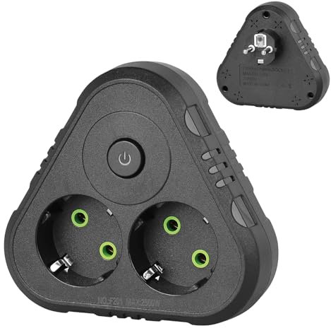 Anluomafuy Doppelstecker Steckdosenleiste mit Schalter, Doppelstecker für Steckdose, Steckdosenleiste 2 Fach Einzeln Schaltbar, Mehrfachsteckdose Mit Sicherheitsschalter für Büro, Hause, Reisen