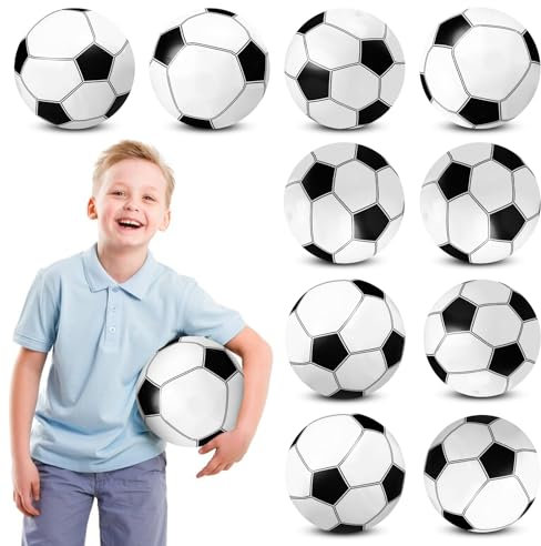10 Pezzi Pallone da Spiaggia, Palla Gonfiabile, Palla Gonfiabile Bambini, Esterna Giocattolo,Palloni da Spiaggia Gonfiabili per Feste All'Aperto (stile calcio)