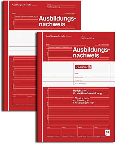 Brunnen 1042574 Ausbildungsnachweis / Berichtsheft, A4, liniert, 28 Blatt, rot (2er Pack)