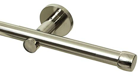 Gardineum 260 cm (2 x 130 cm inkl. Verbinder) Gardinenstange Ø 20 mm Cap, alle Längen bis 4,00 m möglich 1-Lauf, edelstahl-optik (ohne Ringe)