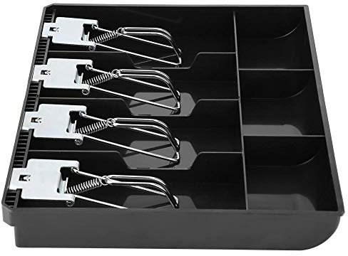 Bandeja de repuesto para cajón de efectivo con clip de metal, 4 billetes, 3 para caja de almacenamiento de dinero en efectivo pequeña (negro)