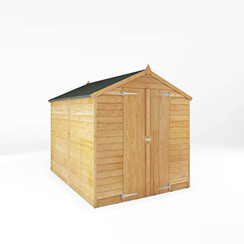 WALTONS 8x6 Overlap Storage Shed | Apex Roof | 7mm Overlap Cladding | Wooden Garden Storage Shed | Felt and Fixings Included (8 x 6 Double Door No Windows)