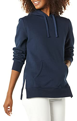 Amazon Essentials Sweat tunique à capuche en polaire Femme, Bleu Marine, L