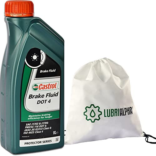 LUBRIALPHA Castrol Brake Fluid DOT4 Olio Freni Auto - Alta Prestazione, 2x1 Litri con Portachiavi Cavatappi