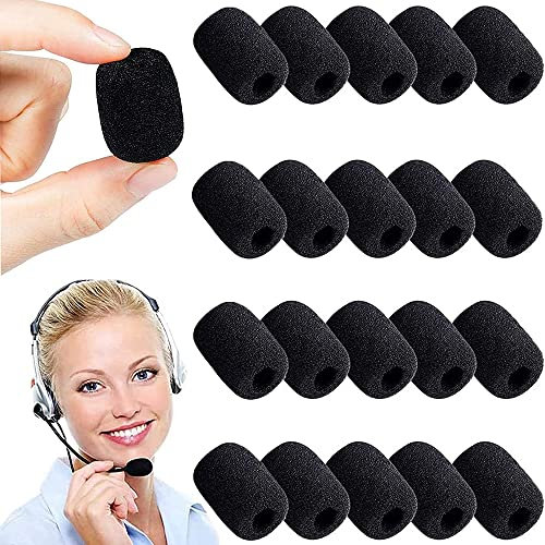 Aieraczy 40 Stück Mikrofon Schaumstoff Mini, Mikrofon Windschutz Headset, Mikrofon Schutz Schaumstoff,Klein Popschutz Mikrofon für Klassenzimmer, Unterricht, Bühnenperformance, Treffen, Schwarz