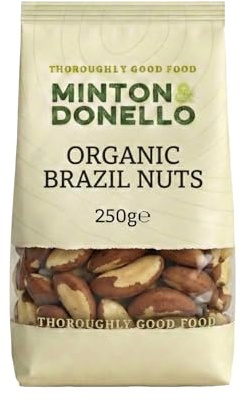 Minton & Donello Organic Brazil Nut Kernels 250g - Certified, Natural Healthy Snack, High Selenium Source, High Fibre, Plant Protein, Vegetarian Friendly, Antioxidant Rich