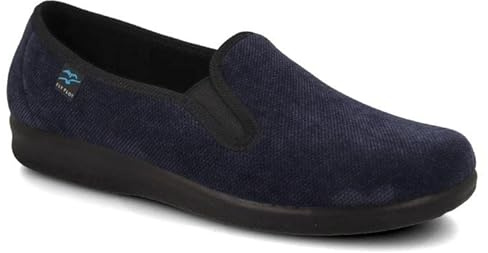 Fly Flot | Full Slipper Man, Pantofole Uomo con Elastico Regolabile, Ciabatta con Tomaia in Velluto e Sottopiede in Microfibra, Blu, 43