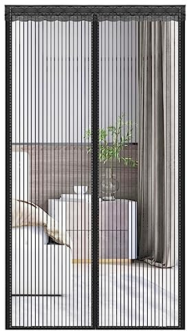 Fousenuk Mosquitera Puerta Magnetica 120x220cm, Cortina Mosquitera Puerta Exterior Sin Taladrar, Anti Mosquito Insecto Mosquiteras, Cortina Antimosquitos para Sala De Estar, Balcón, Patio (Negro)