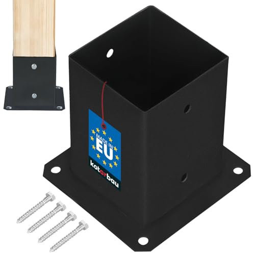 KOTARBAU® Casquillo atornillable, 100 x 100 mm, postes de madera cuadrada, casquillo de suelo, soporte para vallas, soporte para postes, ancla, galvanizado en caliente, recubrimiento en polvo