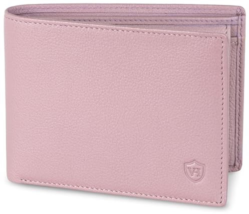 VON HEESEN Leder Geldbörse RFID Schutz I Echtleder Geldbeutel für Damen & Herren I Portemonnaie Brieftasche Wallet Portmonee (Lavendel)