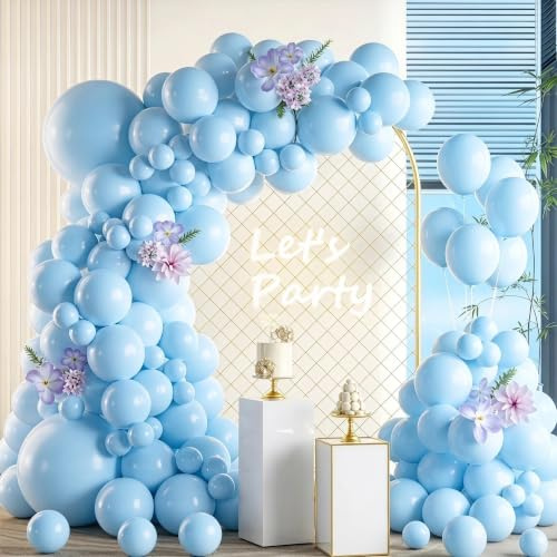 105pcs Blue Balloons Garland Arch - 18, 12, 10, 5 Inch Different Sizes Latex Balloons for Birthday Party Decoration, Gender Reveal, Baby Shower