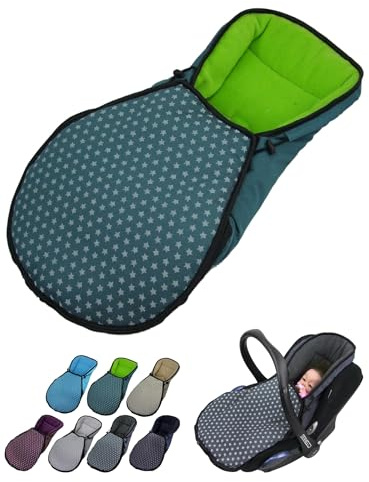 Fotsäck för babystol [vinteråkpåse] för barnbilstol kompatibel med Maxi Cosi babystolar grupp 0+ termofleece sittdyna, justerbar (stjärna oliv)