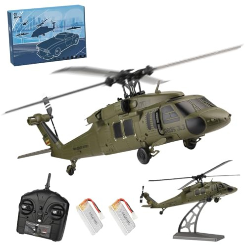 WANENGEDIY Hélicoptère K170 UH-60L Blackhawk Flybarless RC de classe 170, système RC 2,4 G 4 canaux, vol automatique, accélérateur ambidextre, version RTF, 2 batteries incluses