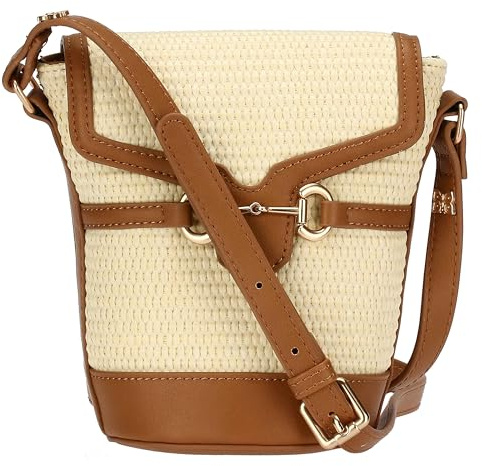 THUN - Borsa secchiello in paglia ed ecopelle, Materiale principale 65% PP, 35% cotone, Fodera 100% Poliestere, Rifiniture 100% Poliestere, Metallo, Collezione Sempre con Me, 11.5 x 9.5 x 17.5 cm