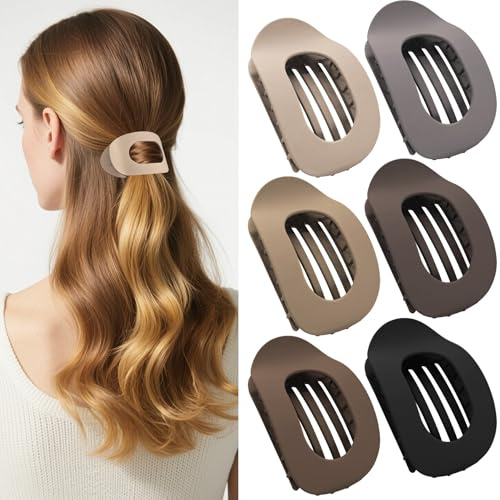 6 Stück Haarklammern für Damen,Entenschnabel Haarspange,Flache Haarklammern,Flat Claw Clip,Haarklammer,Französisches Haarspangen Damen,Haarspange Flach Dünnes Haar