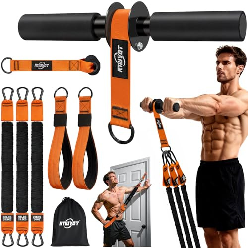 195LBS Heavy Duty Pedal Resistance Band with Handle, Sit Up Exercise Equipment for Men | Foot Pedal Exerciser Band for Home Gym, Abs, Core, Arm & Leg Strength Training(Orange)