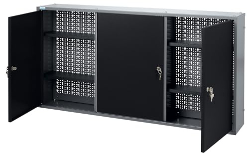 Küpper Hängeschrank 70099, 3 Türen, 4 Fachböden 3 Lochrückwände, 120x60x20 cm (Schwarz)